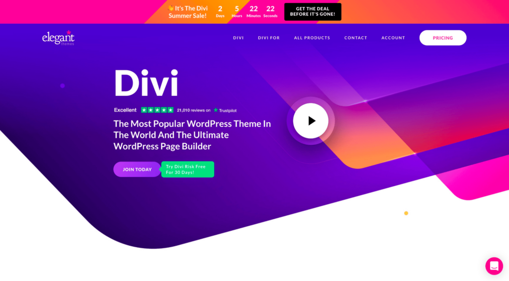 divi wordpress theme homepage