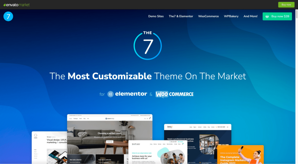 the7 wordpress theme homepage
