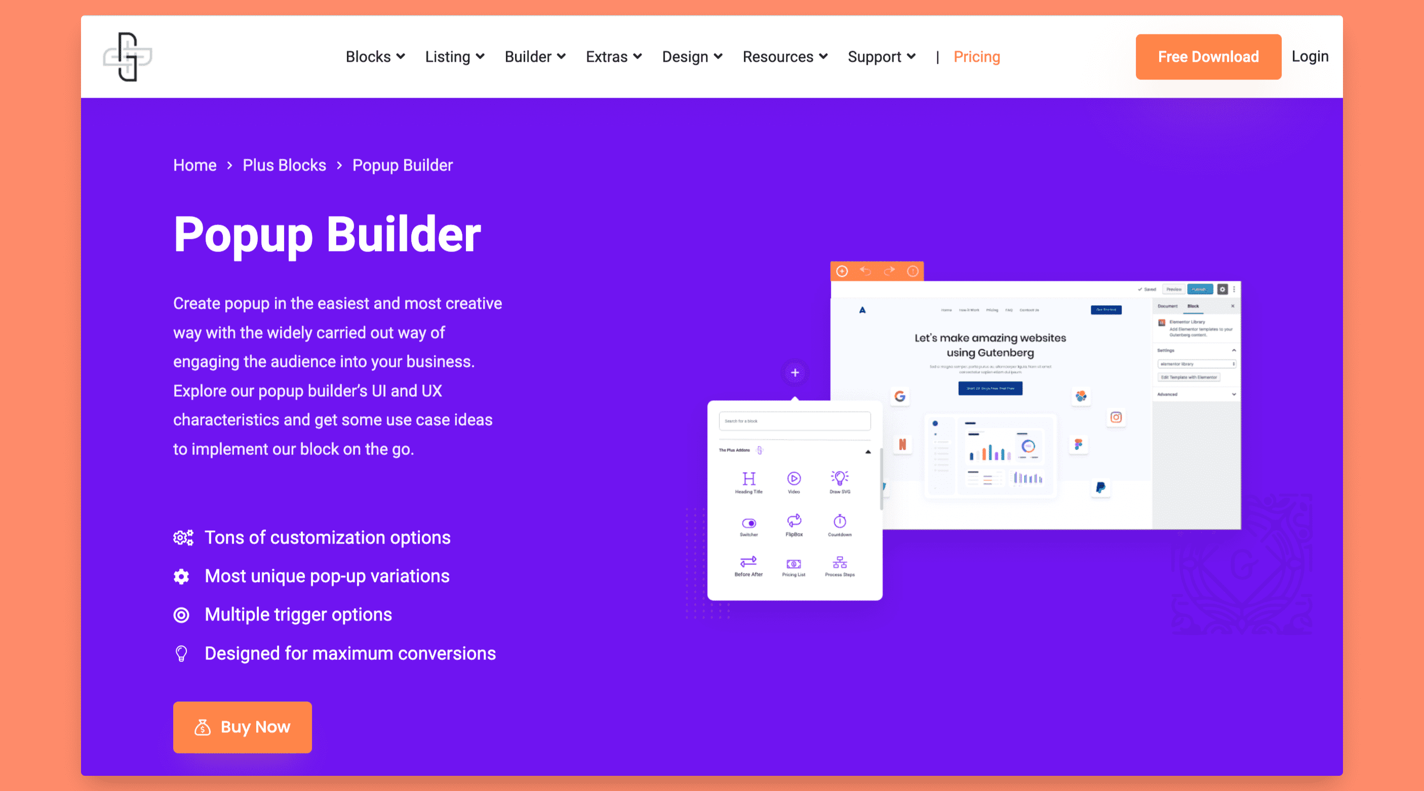 Popup Builder from The Plus Blocks for Gutenberg