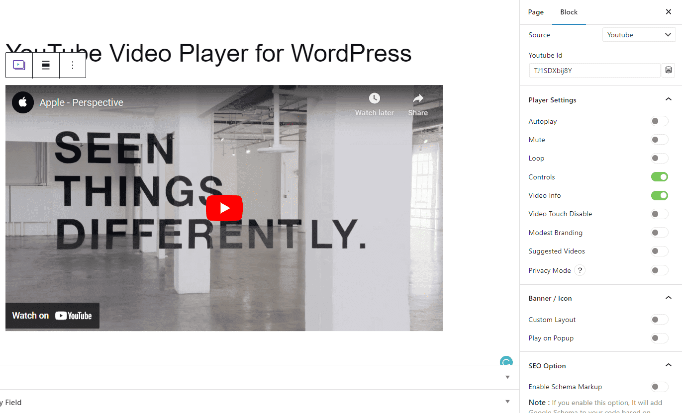 YouTube Player for WordPress