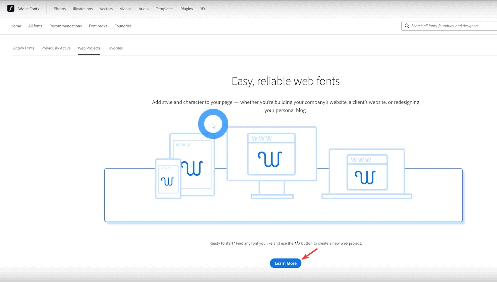 adobe fonts create project