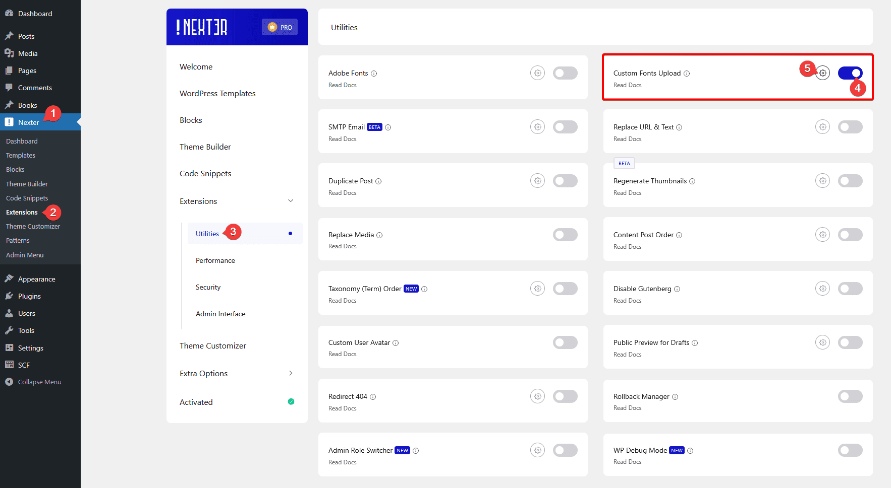 custom upload fonts settings new 1
