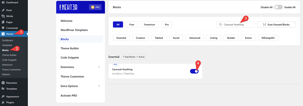 How To Add a Carousel Anything Slider in WordPress? 5 Nexter Blocks Carousel Anything Activation