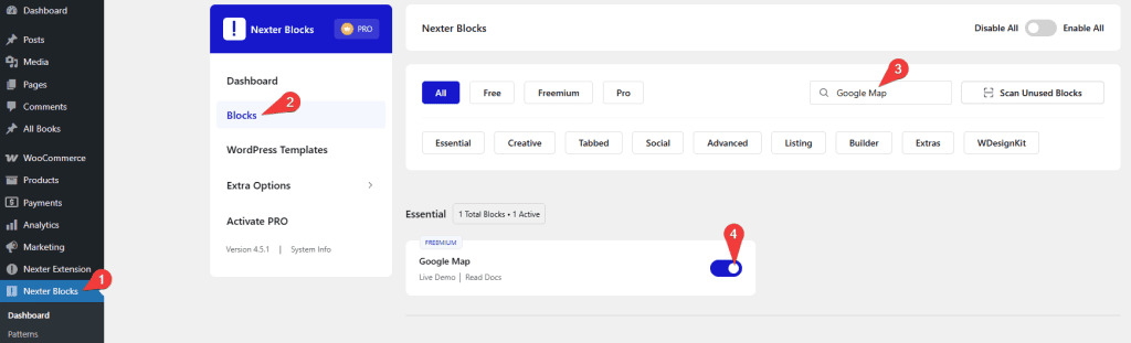 How to Embed Google Maps in WordPress? 5 Nexter Blocks Google Maps Activate