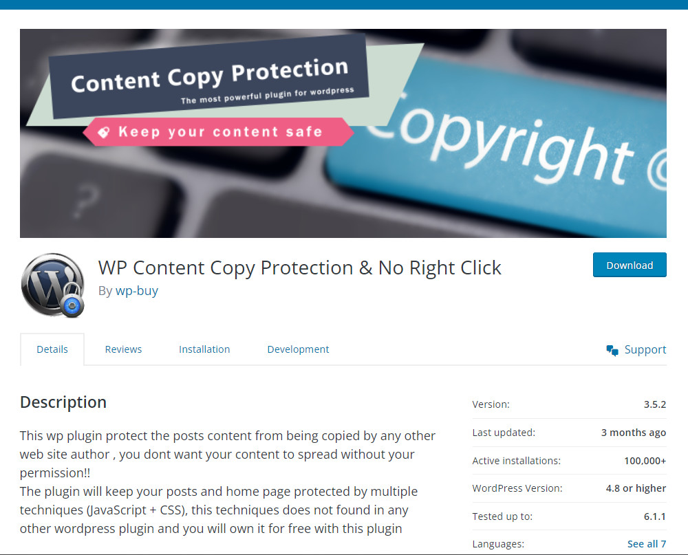 WP Content Copy Protection and No Right Click Plugin