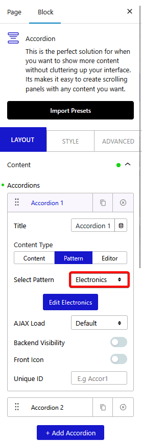 accordion custom pattern new