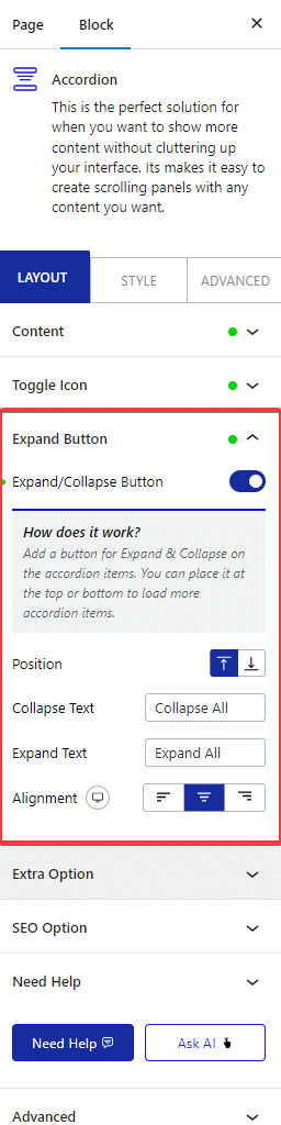 accordion expand collapse button