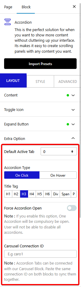 accordion extra options new