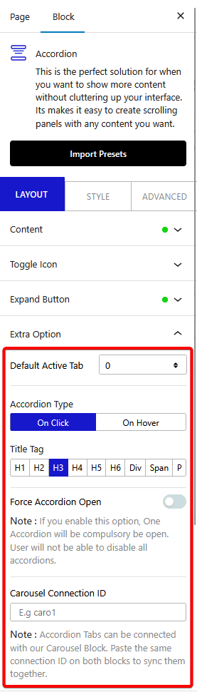 accordion extra options new