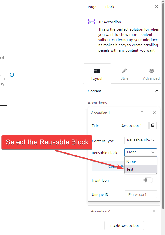 accordion reusable block source