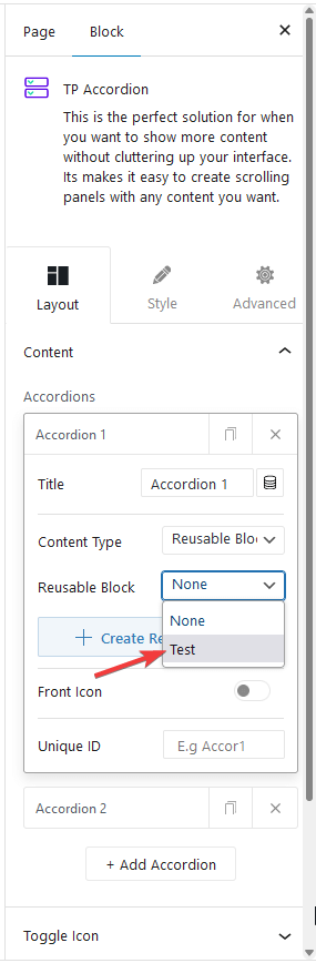 accordion reusable block