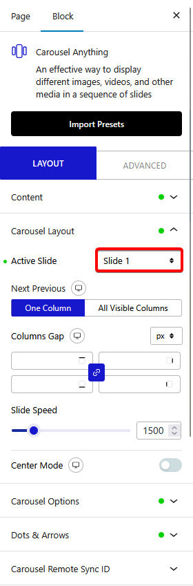 How to make a specific slide active in a WordPress Carousel? 5 carousel anything carousel layout active slide new