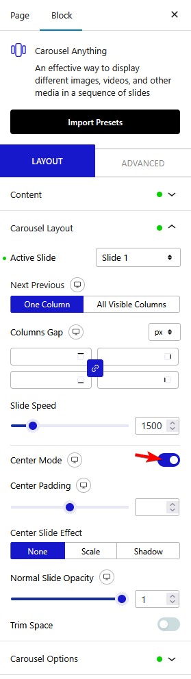 carousel anything center mode new