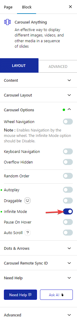 carousel anything infinite mode new