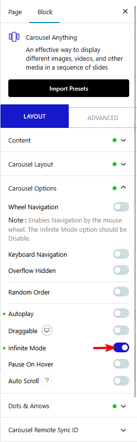 How to create Carousel Infinite Loop scroll in WordPress Carousel Slider? 5 carousel anything infinite mode new1