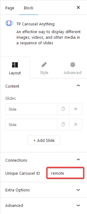 carousel anything unique carousel id remote