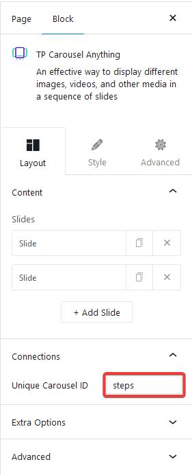 carousel anything unique carousel id steps