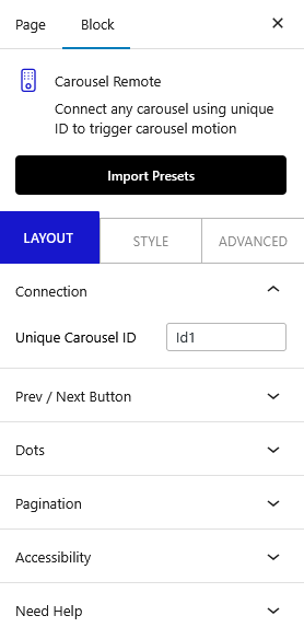 How to Connect WordPress Blocks with Carousel Remote Block? 7 carousel remote connection uid new