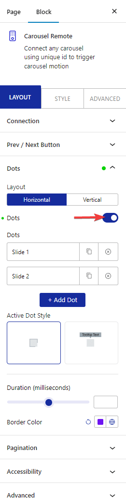 carousel remote dots tab 1