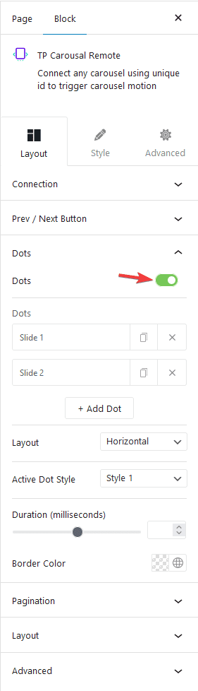 carousel remote dots