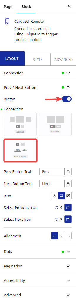 carousel remote prev next button style 3