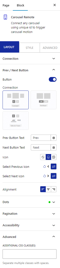 carousel remote prev next buttons