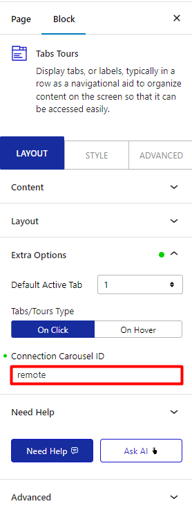 carousel remote tabs tours connection uid 2