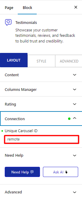 carousel remote testimonials connection uid 2