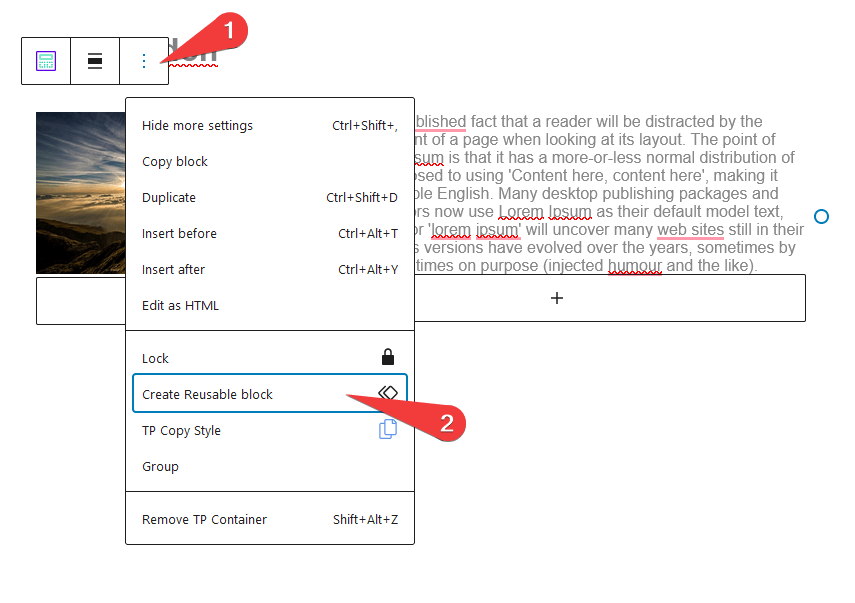 create reusable block