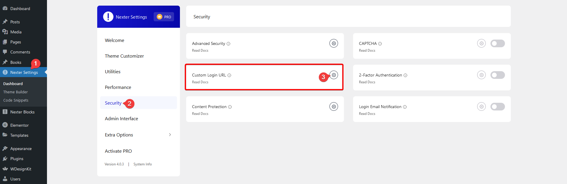 custom login url settings