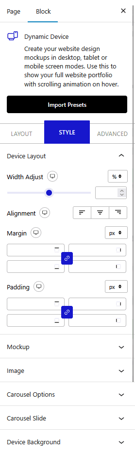dynamic device carousel style new