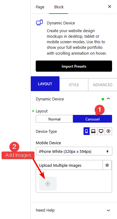 dynamic device carousel upload multiple image new