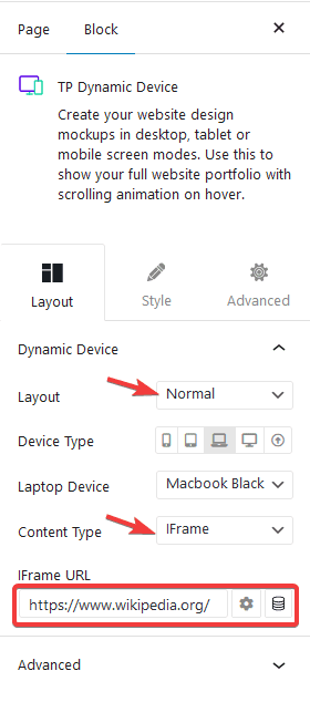 dynamic device iframe