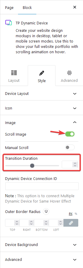 dynamic device scroll image