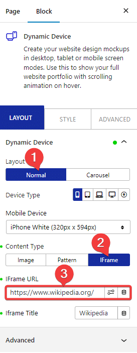 dynamic device select iframe