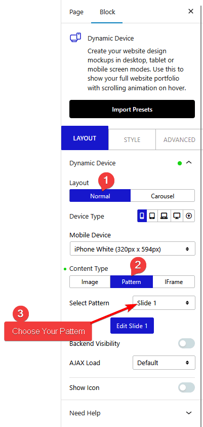dynamic device select pattern new