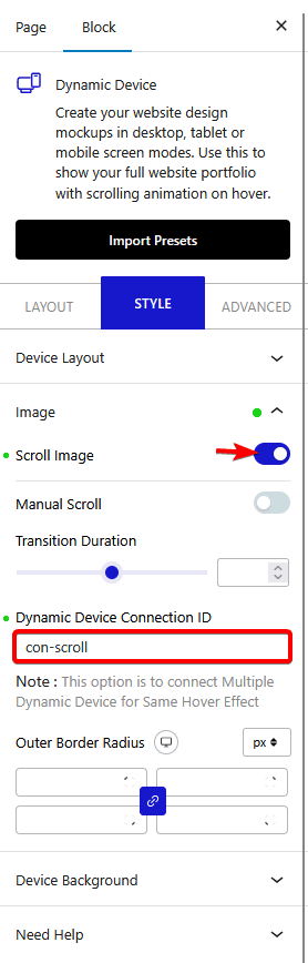dynamic device style image scroll image device conn id new