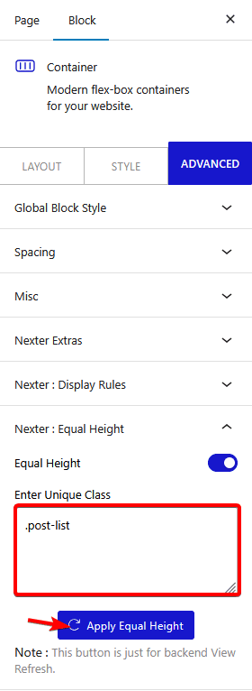equal column height apply equal height new