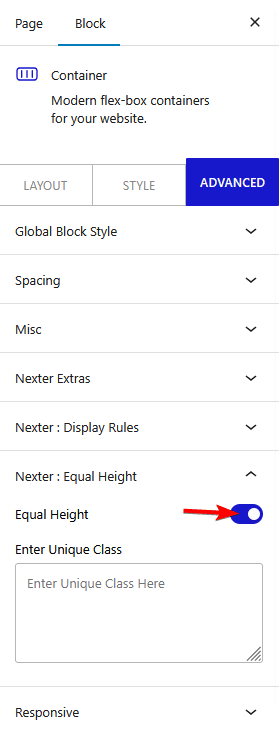 equal column height layout tab new