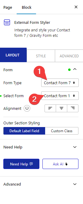 external form styler contact form 7