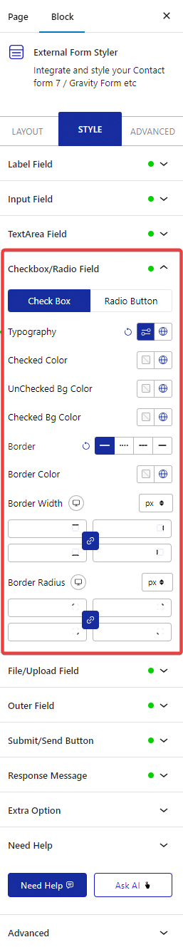 external form styler contact form checkbox radio field 1