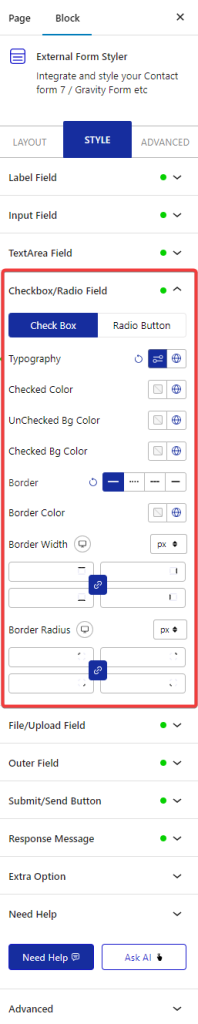 external form styler contact form checkbox radio field 2