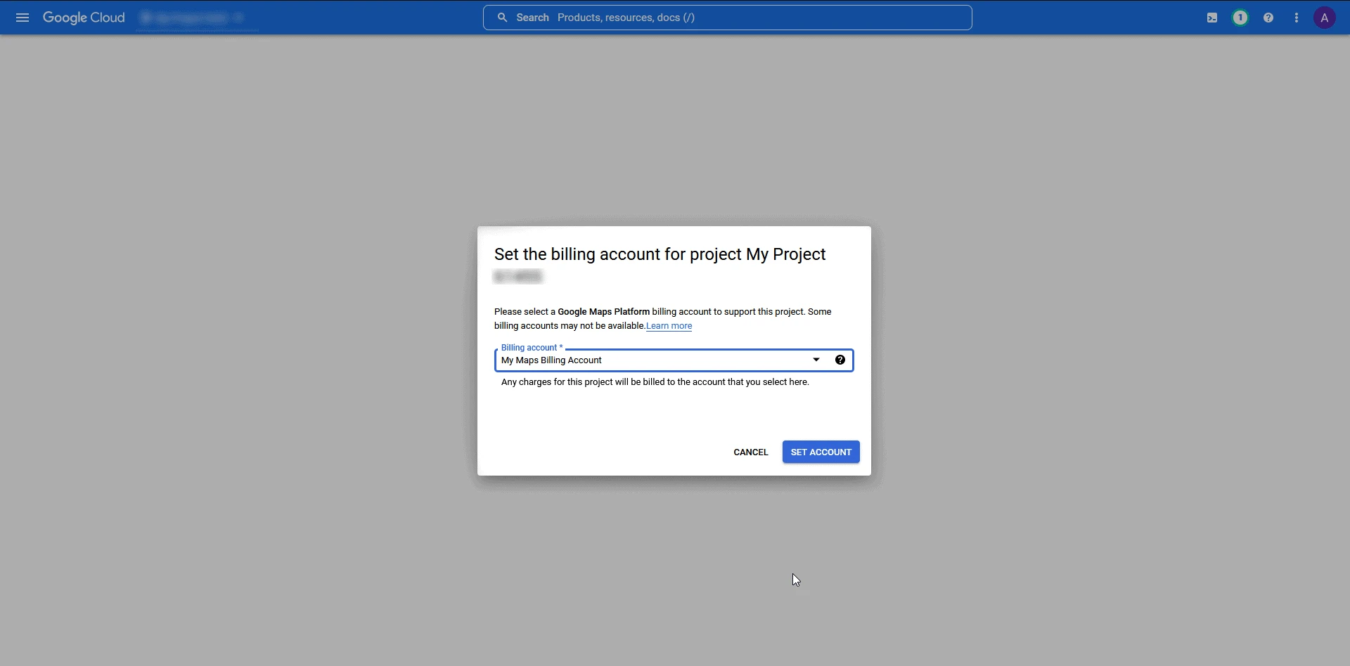 Linking a billing account to the project