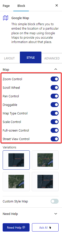 google map style map