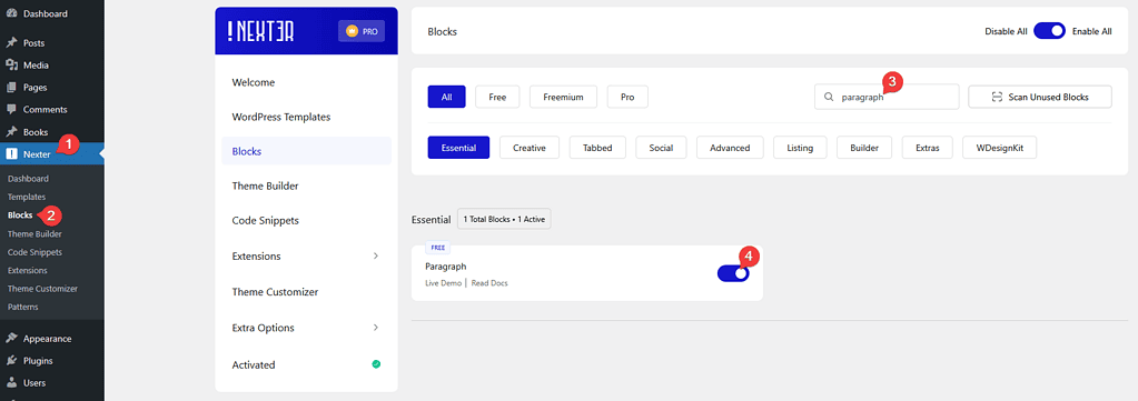 paragraph activation new 1