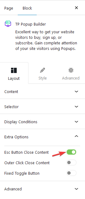 popup builder esc