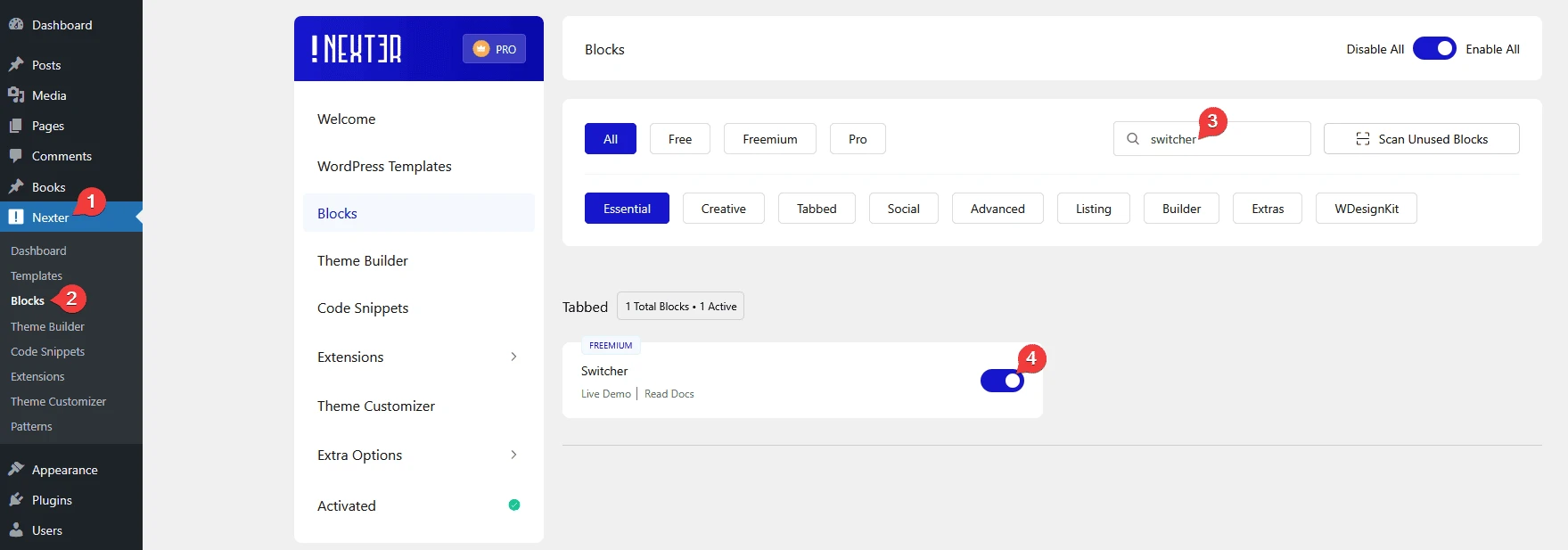 Adding the Switcher block