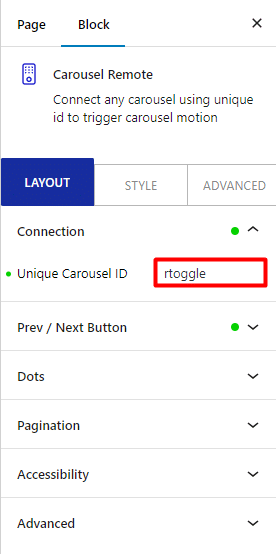 switcher conection carousel remote id 1