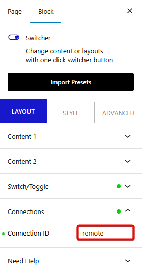 switcher conection id new