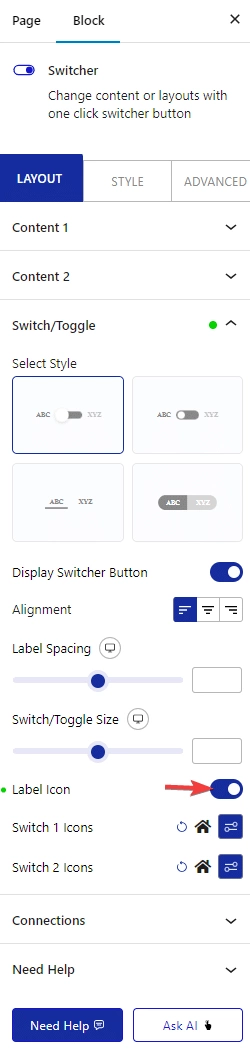 switcher label icon